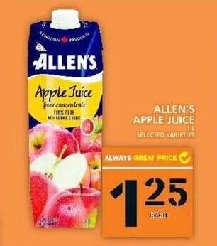 Food Basics Allen's apple juice offer
