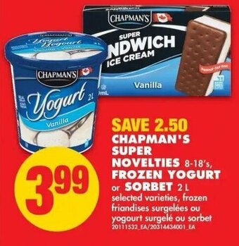 No Frills Chapman's super novelties offer