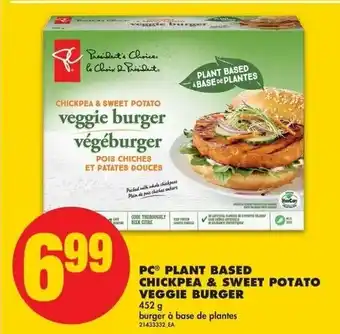 No Frills PC plant based chickpea & sweet potato veggie burger offer