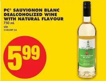 No Frills PC sauvignon blanc dealcoholized wine with natural flavour offer