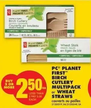 No Frills PC planet first birch cutlery multipack or wheat straws offer