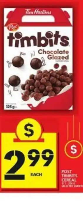Food Basics Post Timbits Creal offer