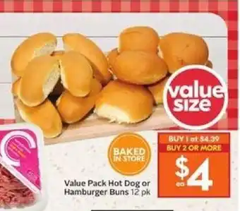 Safeway Value Pack Hot Dog or Hamburger Buns offer