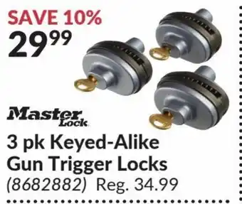 Princess Auto Master Lock 3pk Keyed-Alike Gun Trigger Locks offer
