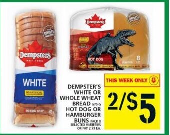 Food Basics Dempster's White or Whole wheat Bread Hot Dog Or Hamburger Buns offer