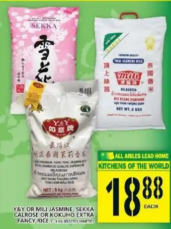Food Basics Y&Y or mili jasmine, sekka calrose or kokuho extra fancy rice offer