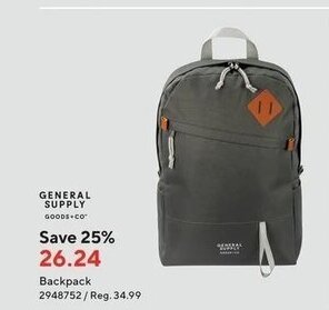 Staples GENERAL SUPPLY backpack offer