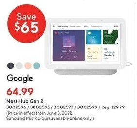Staples GOOGLE nest hub gen 2 offer