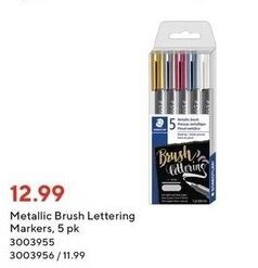 Staples Metallic brush lettering markers offer