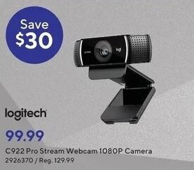 Staples LOGITECH C922 pro stream webcam 1080P camera offer