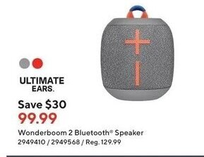 Staples ULTIMATE EARS wonderboom 2 bluetooth speaker offer