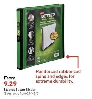 Staples Staples better binder offer