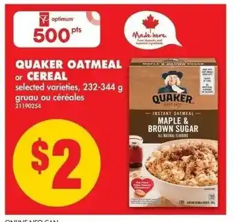 No Frills Quaker Oatmeal offer