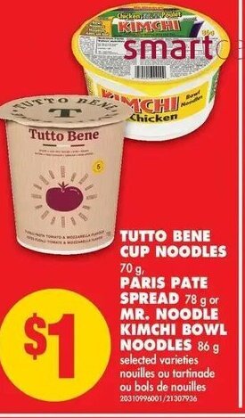 No Frills Tutto Bene Cup Noodles offer