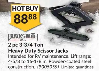 Princess Auto BLACKSMITH MR. 2 pc 3-3/4 ton heavy duty scissor jacks offer
