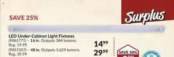 Princess Auto SURPLUS LED under-cabinet light fixtures offer