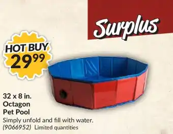 Princess Auto SURPLUS 32 x 8 in. octagon pet pool offer