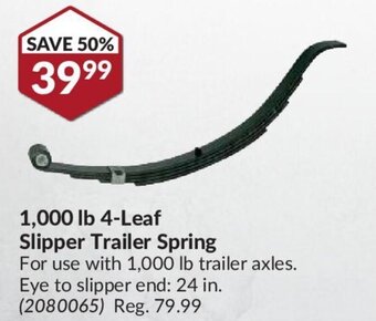 Princess Auto 1,000 lb 4-leaf slipper trailer spring offer