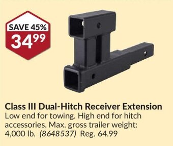 Princess Auto Class III dual-hitch receiver extension offer