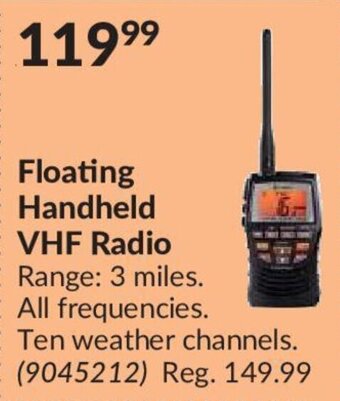 Princess Auto COBRA floating handheld VHF radio offer