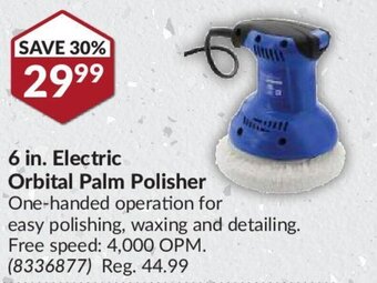 Princess Auto 6 in. electric orbital palm polisher offer