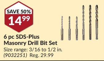 Princess Auto 6 pc SDS-plus masonry drill bit set offer