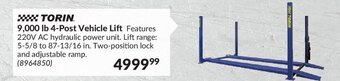 Princess Auto TORIN 9,000 lb 4-post vehicle lift offer