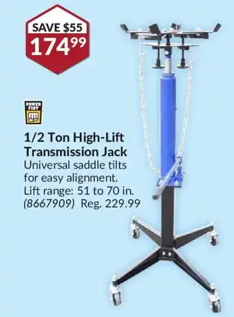 Princess Auto 1/2 ton high-lift transmission jack offer
