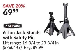 Princess Auto PRO POINT 6 ton jack stands with safety pin offer