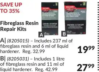 Princess Auto Fiberglass Resin Repair Kits Includes 237ml of Fiberglass Resin & 6ml of Liquid Hardener offer