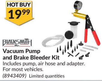 Princess Auto Mr. BlackSmith Vacuum Pump and Brake Bleeder Kit offer