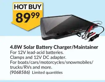 Princess Auto 4.8W Solar Battery Charger /Maintainer offer