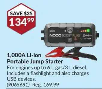 Princess Auto Noco 1,000A Li-on Portable Jump Starter offer