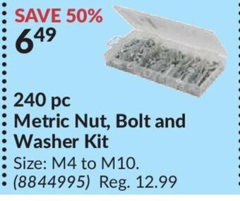 Princess Auto 240 pc Metric Nut, Bolt and Washer Kit offer