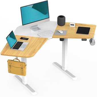 Best Buy FITUEYES L-Shaped Electric Standing Desk 47.2'' Full Adjustable Sit Stand Desk/Corner Table, Ergonomic Computer Workstation f offer