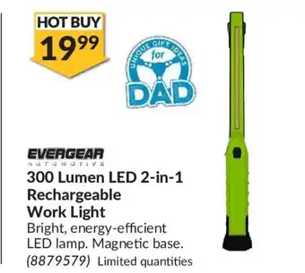 Princess Auto Evergear 300 Lumen LED 2-in-1 Rechargeable Work Light offer