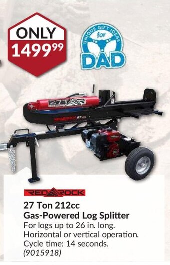 Princess Auto Red Rock 27 Ton 212cc Gas-Powered Log Splitter offer