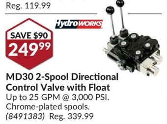 Princess Auto Hydro Works MD30 2-Spool Directional Control Valve with Float offer