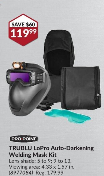 Princess Auto Pro Point TRUBLU LoPro Auto-Darkening Welding Mask Kit offer