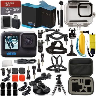 Best Buy Gopro hero10 (hero 10) black with premium accessory bundle: sandisk ultra 64gb microsd memory card, replacement battery, unde offer