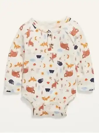 Old Navy Unisex printed thermal-knit henley bodysuit for baby offer