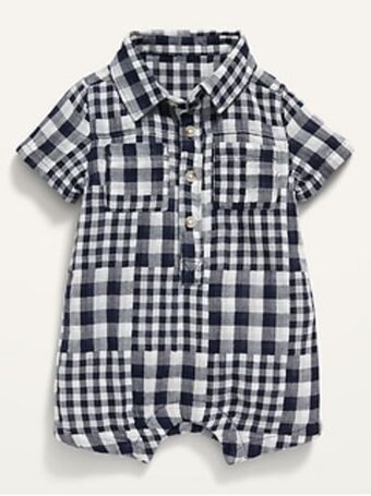 Old Navy Short-sleeve button-front matching pattern one-piece for baby offer