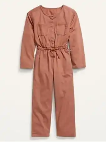 Old Navy Long-sleeve twill utility-pocket jumpsuit for girls offer