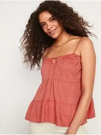 Old Navy Textured clip-dot tiered tie-neck cami top for women offer