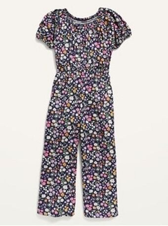 Old Navy Short-sleeve jersey-knit smocked jumpsuit for girls offer