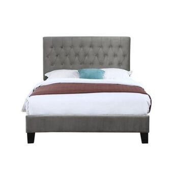 Aaron's Amelia queen upholstered bed w/ tight top firm mattress & protector offer