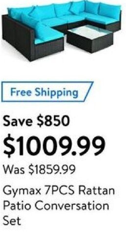 Walmart Gymax 7PCS Rattan Patio Conversation Set offer