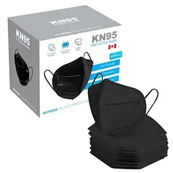Amazon 40 pack black face mask - ships from canada - black disposable face mask - 4-ply ear loop with adjustable nose strap offer