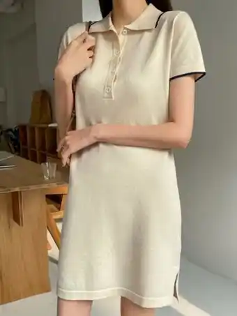 SheIn Dazy half button split hem sweater dress offer