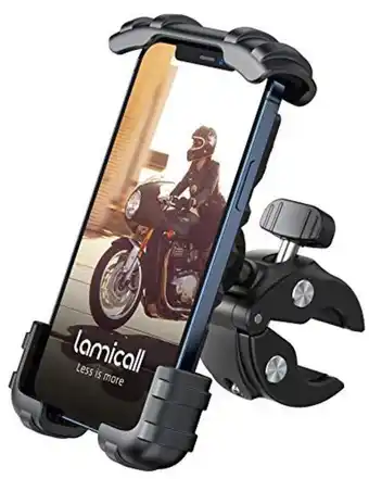 Amazon Bike phone holder, motorcycle phone mount - lamicall handlebar phone clamp, scooter phone clip for iphone 12 pro max, galaxy offer